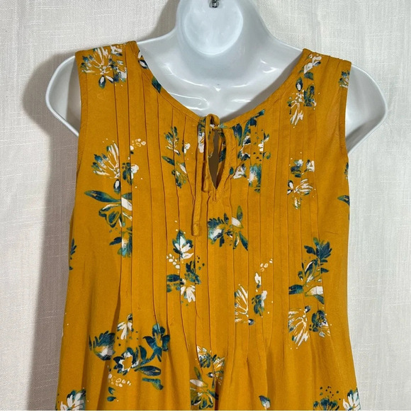 Sonoma Yellow Floral Pleated Bodice Sleeveless Summer Dress Size Small - Picture 7 of 8